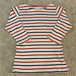 Vintage L.L Bean Mariner Striped Boatneck Top in Small Petite